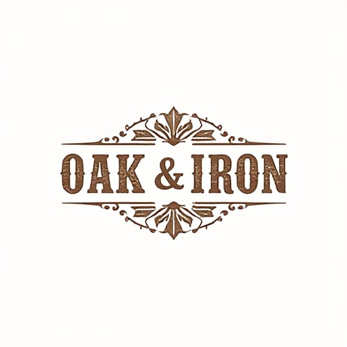 AI Design for Create a rustic logo for "Oak & Iron," using textured fonts and natural tones.