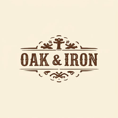 AI Design for Create a rustic logo for "Oak & Iron," using textured fonts and natural tones.