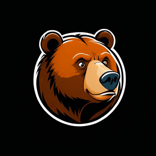 AI Design for bear looking right and up, close up