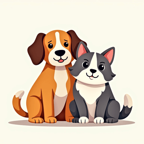 AI Design for cat and dog friends. 2d style logo.