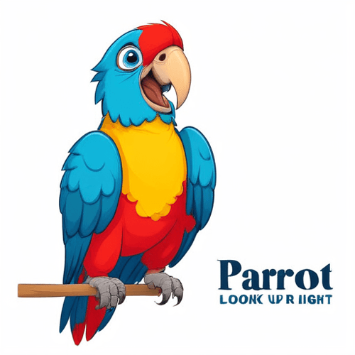 AI Design for parrot looking up right, close up , text PaRot