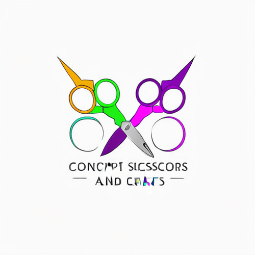 AI Design for conecpt of scissors and paper for crafts logo. colrful