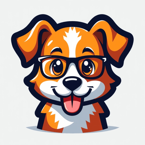 AI Design for dog logo with glasses
