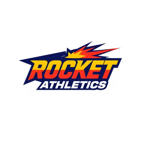AI Design for Dynamic, sporty logo for "Rocket Athletics" with bold, fast-moving shapes