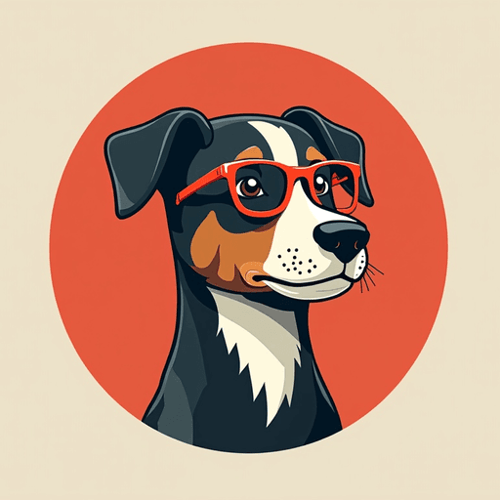 AI Design for dog logo with glasses