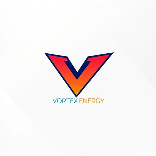 AI Design for Design a bold and energetic logo for "Vortex Energy," using sharp lines and vibrant colors.