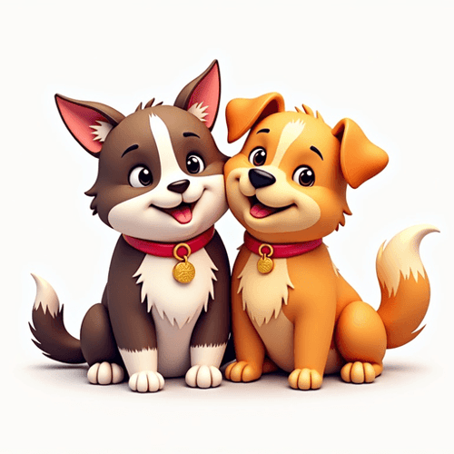 AI Design for cat and dog friends. 2d style logo.