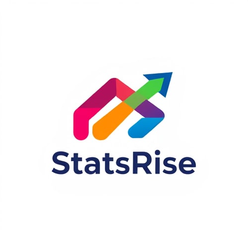 AI Design for concept logo of a arrow. colorful playful theme. with the text 'StatsRise' 