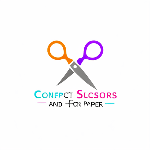 AI Design for conecpt of scissors and paper for crafts logo. colrful