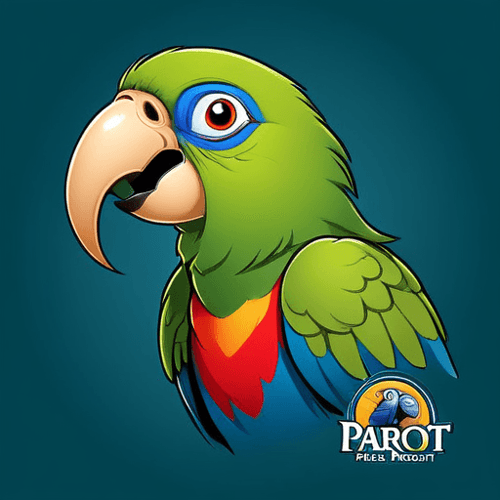 AI Design for parrot looking up right, close up , text PaRot