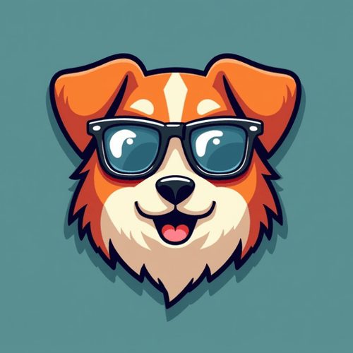 AI Design for dog logo with glasses