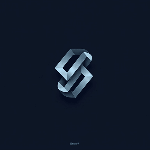 AI Design for In the realm of modern branding, envision a sleek, flat, 2D design logo created for a prominent construction company named "Steel." 