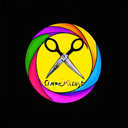 AI Design for conecpt of scissors and paper for crafts logo. colrful