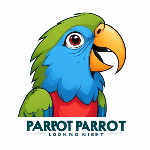 AI Design for parrot looking up right, close up , text PaRot
