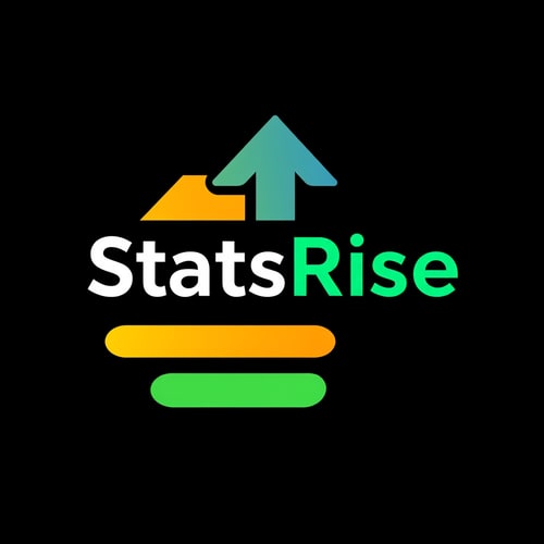 AI Design for concept logo of a arrow. colorful playful theme. with the text 'StatsRise'