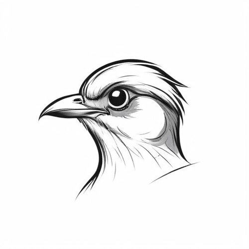 AI Design for bird sketch looking straight
