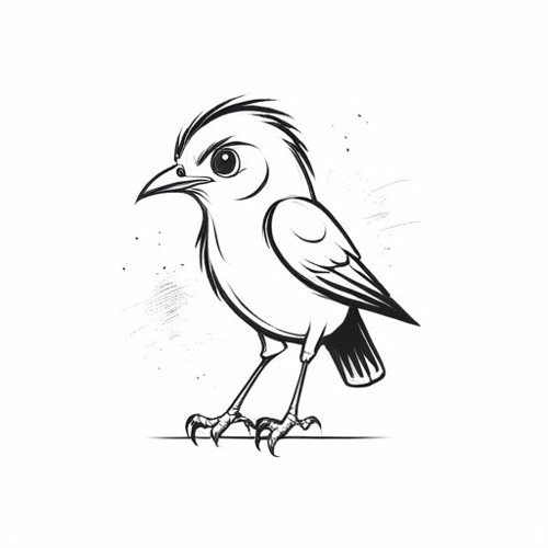 AI Design for bird sketch looking straight