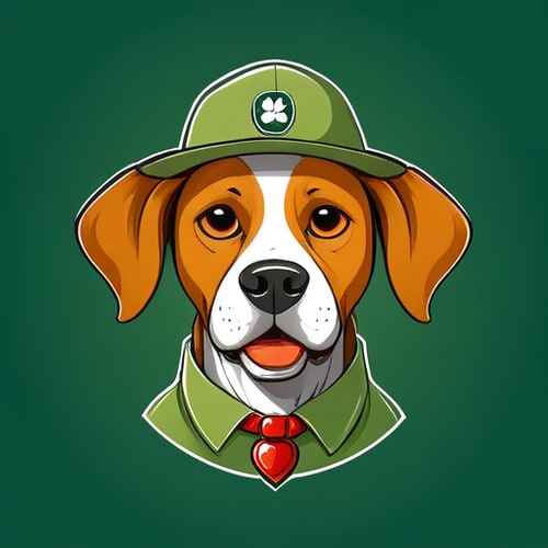 AI Design for Professional logo design. dog with a hat, wearing a green shirt <lora:sdxlbase20:1>