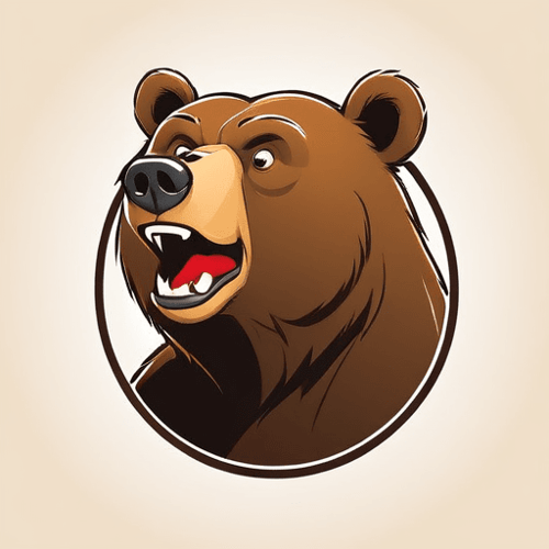 AI Design for bear looking right and up, close up