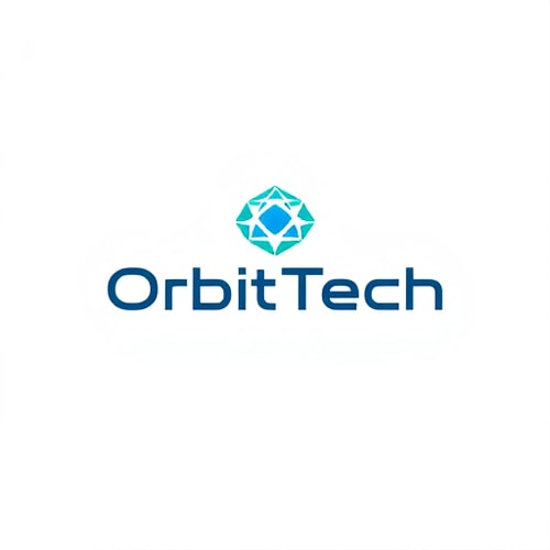 AI Design for Design a futuristic logo for "OrbitTech," incorporating geometric shapes and sleek typography.