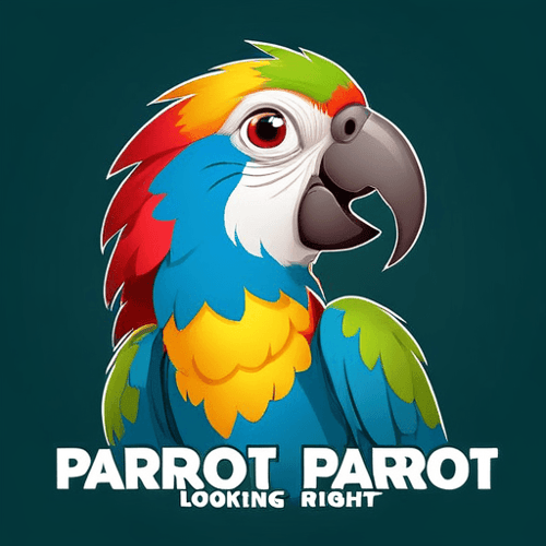 AI Design for parrot looking up right, close up , text PaRot