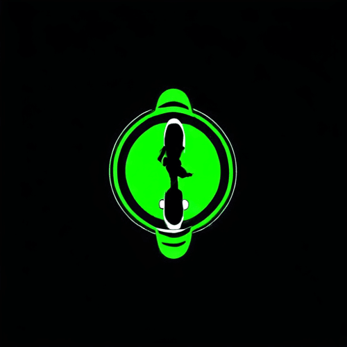 AI Design for hoverboard logo. cool. futuristic. black and green. skateboard element. add HOVER text