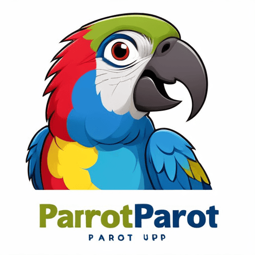 AI Design for parrot looking up right, close up , text PaRot