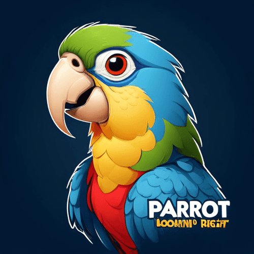 AI Design for parrot looking up right, close up , text PaRot