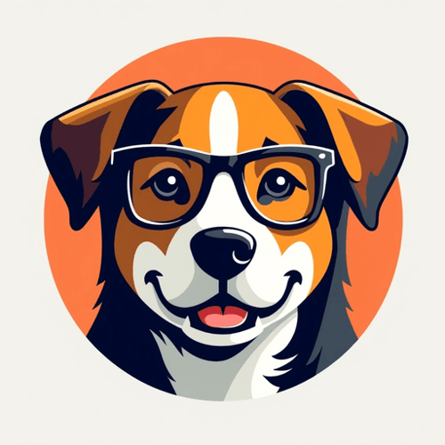 AI Design for dog logo with glasses