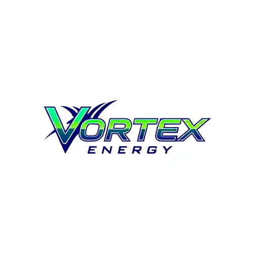 AI Design for Design a bold and energetic logo for "Vortex Energy," using sharp lines and vibrant colors.