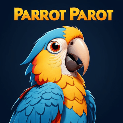 AI Design for parrot looking up right, close up , text PaRot