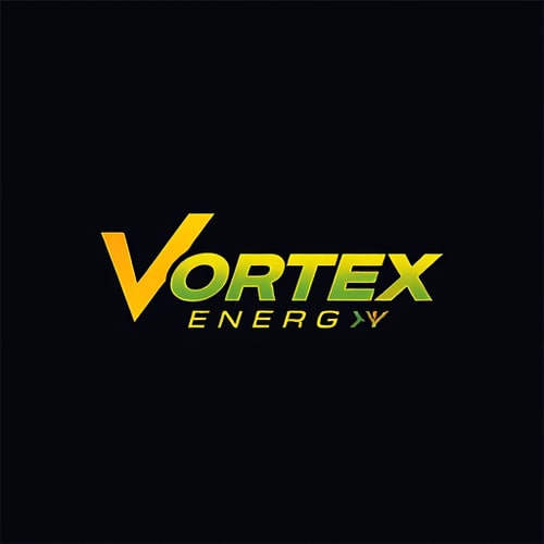 AI Design for Design a bold and energetic logo for "Vortex Energy," using sharp lines and vibrant colors.