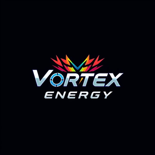 AI Design for Design a bold and energetic logo for "Vortex Energy," using sharp lines and vibrant colors.