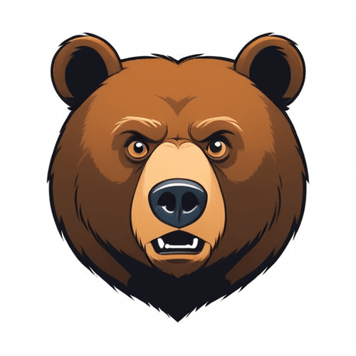AI Design for bear looking right and up, close up