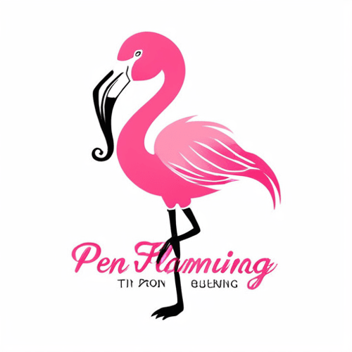 AI Design for pen and flamingo combined. add text FlamingoTip