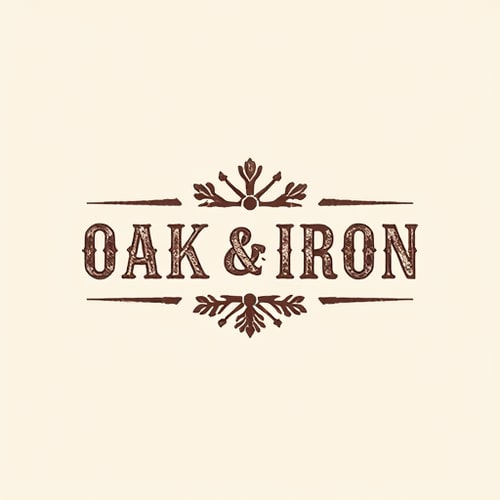 AI Design for Create a rustic logo for "Oak & Iron," using textured fonts and natural tones.