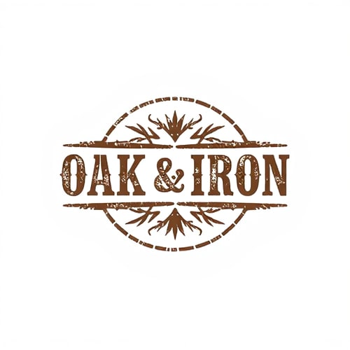 AI Design for Create a rustic logo for "Oak & Iron," using textured fonts and natural tones.