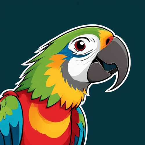 AI Design for parrot looking up right, close up , text PaRot
