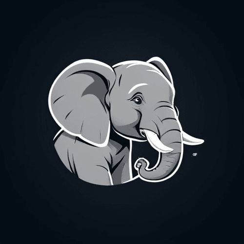 AI Design for elephant looking sideways, face only