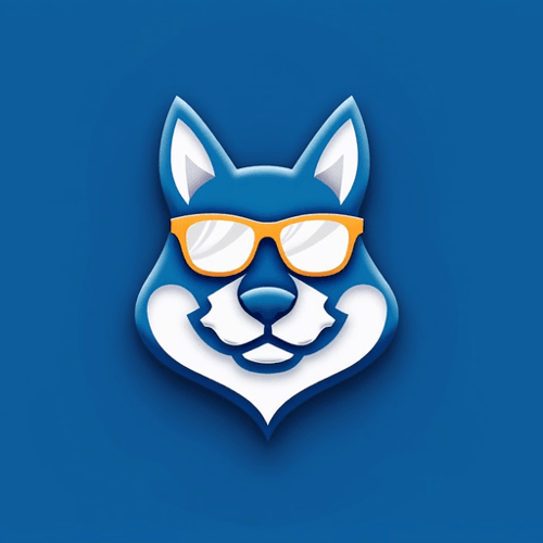 AI Design for dog logo with glasses blue