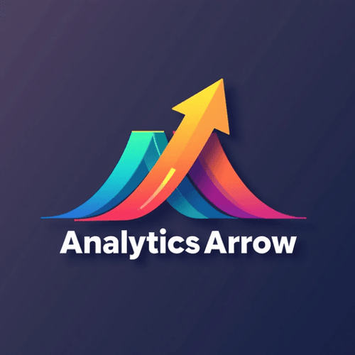 AI Design for concept logo of a arrow. colorful playful theme. with the text 'AnalyticsArrow'