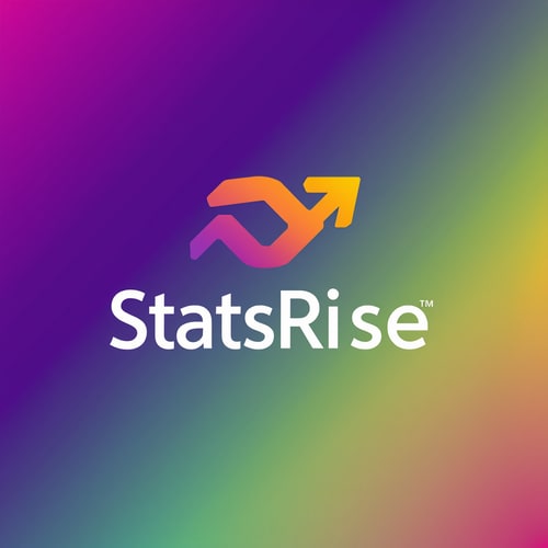 AI Design for concept logo of a arrow. colorful playful theme. with the text 'StatsRise'