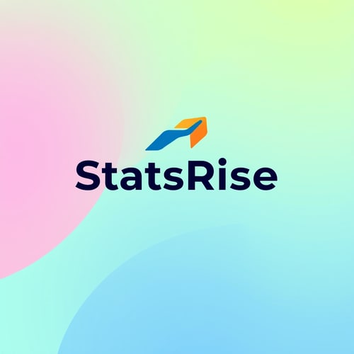 AI Design for concept logo of a arrow. colorful playful theme. with the text 'StatsRise'