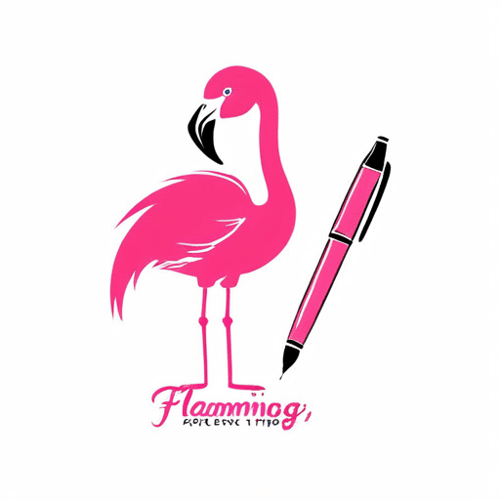 AI Design for pen and flamingo combined. add text FlamingoTip