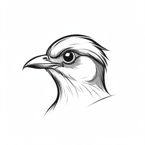 AI Design for bird sketch looking straight