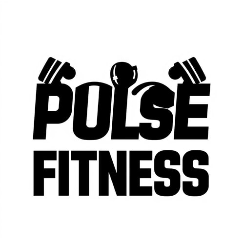 AI Design for Design a modern and energetic logo for "Pulse Fitness," with bold typography and movement-inspired shapes to evoke strength and activity.