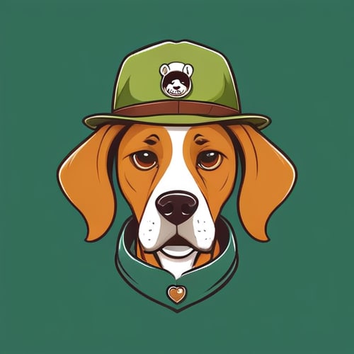 AI Design for Professional logo design. dog with a hat, wearing a green shirt <lora:sdxlbase20:1>