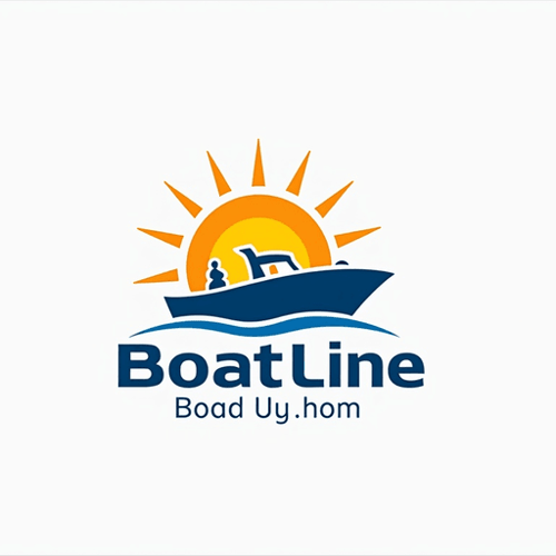 AI Design for boat with a sun. text BoatLine