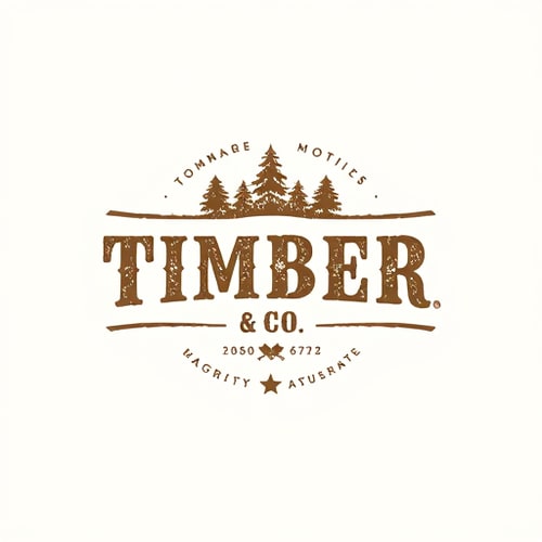 AI Design for Create a rustic, vintage-inspired logo for "Timber & Co.," focusing on textured fonts and earthy tones to convey tradition and craftsmanship.