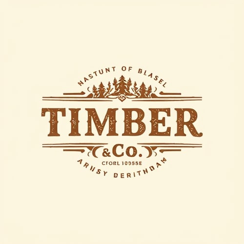 AI Design for Create a rustic, vintage-inspired logo for "Timber & Co.," focusing on textured fonts and earthy tones to convey tradition and craftsmanship.
